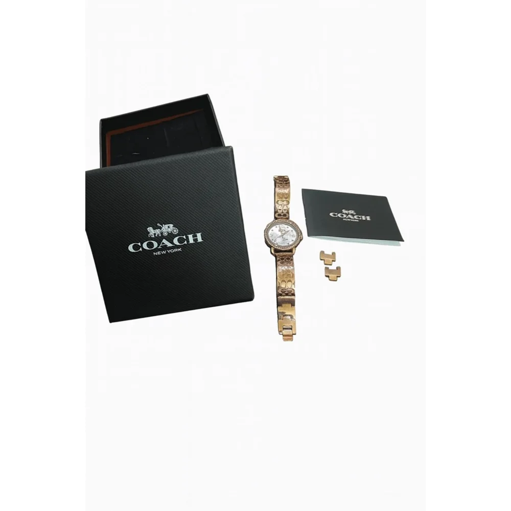 Women's Coach One Size Rose Gold & White Crystal Bezel Watch